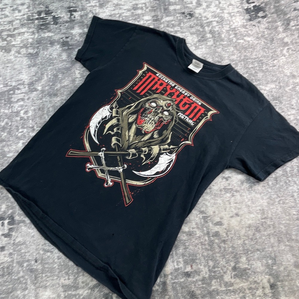 Rockstar Mayhem Festival T Shirt Mens Medium Black Grim Reaper Metal Tour Dates